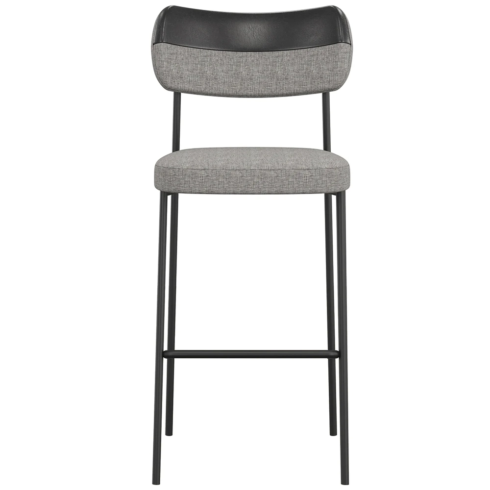 Banqueta Alta Bar Estofada Kit 4 Milli Linho Cinza/Preto A14 - Mpozenato