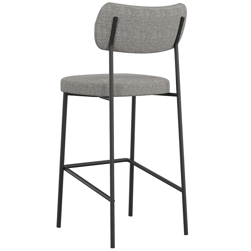 Banqueta Alta Bar Estofada Kit 10 Milli Linho Cinza A14     - Mpozenato