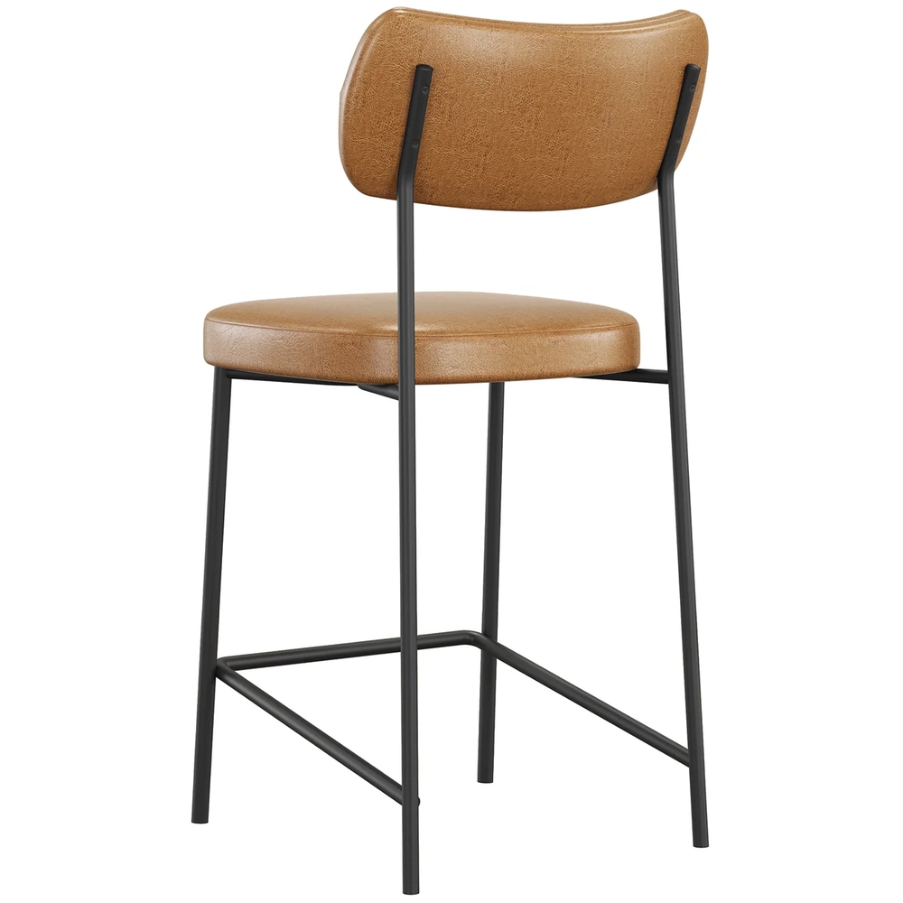 Banqueta Cozinha Média Kit 2 Milli Sintético Caramelo A14   - Mpozenato