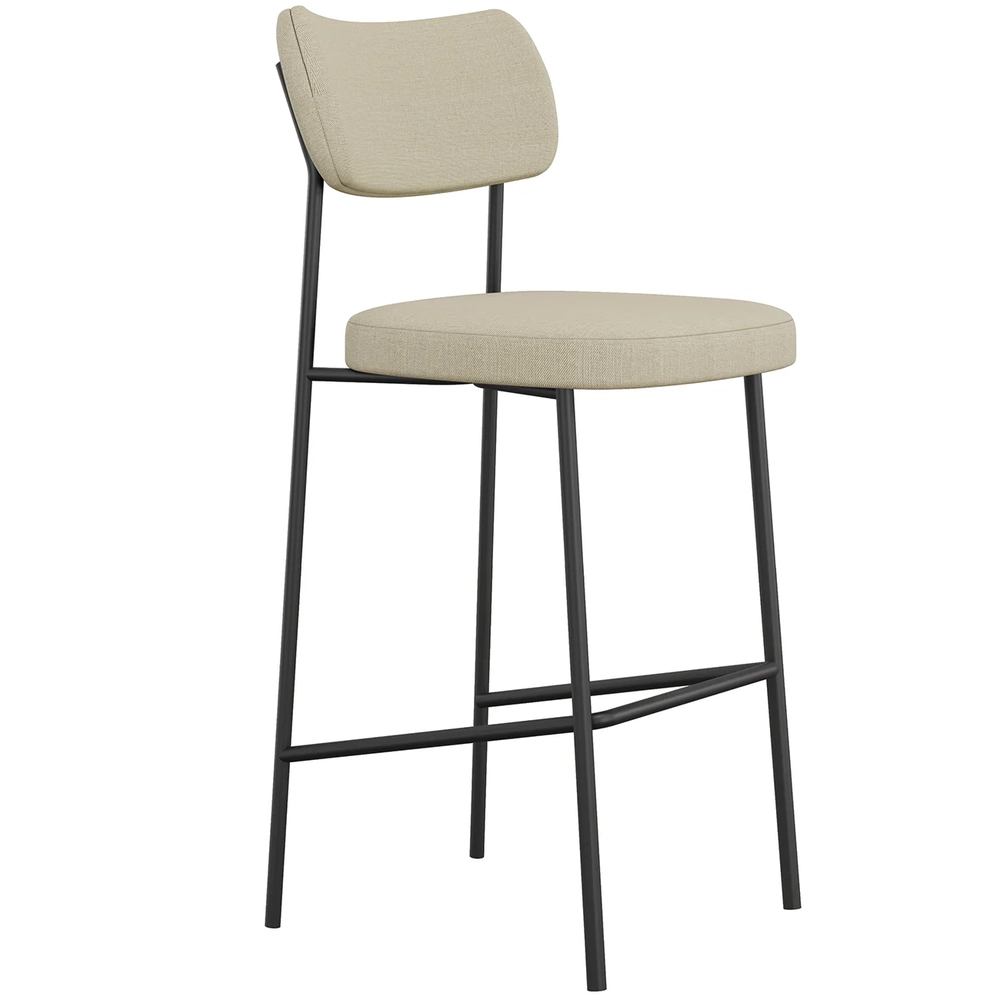 Banqueta Alta Bar Estofada Kit 6 Milli Linho Areia A14      - Mpozenato