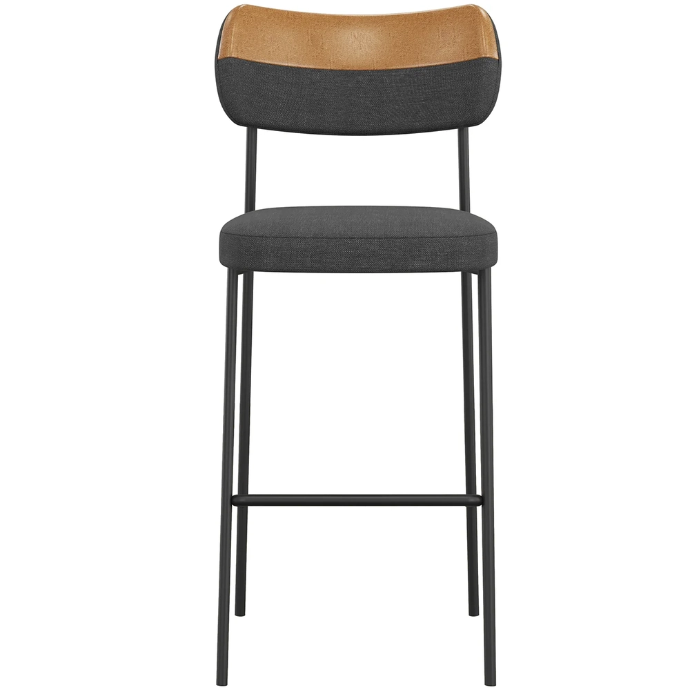 Banqueta Alta Bar Estofada Kit 8 Milli Linho Grafite/Caramelo A14 - Mpozenato