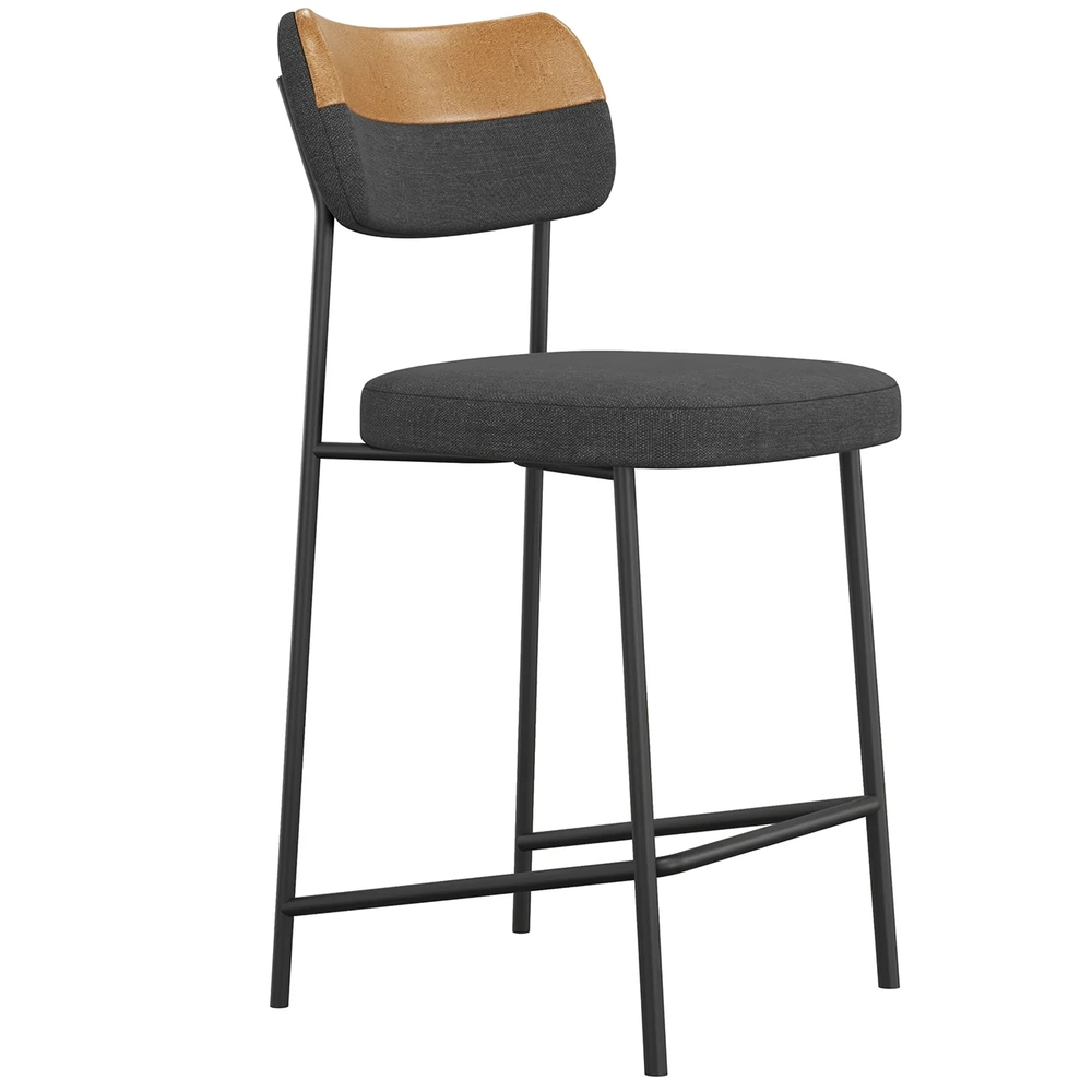 Banqueta Cozinha Média Kit 2 Milli Linho Grafite/Caramelo A14 - Mpozenato