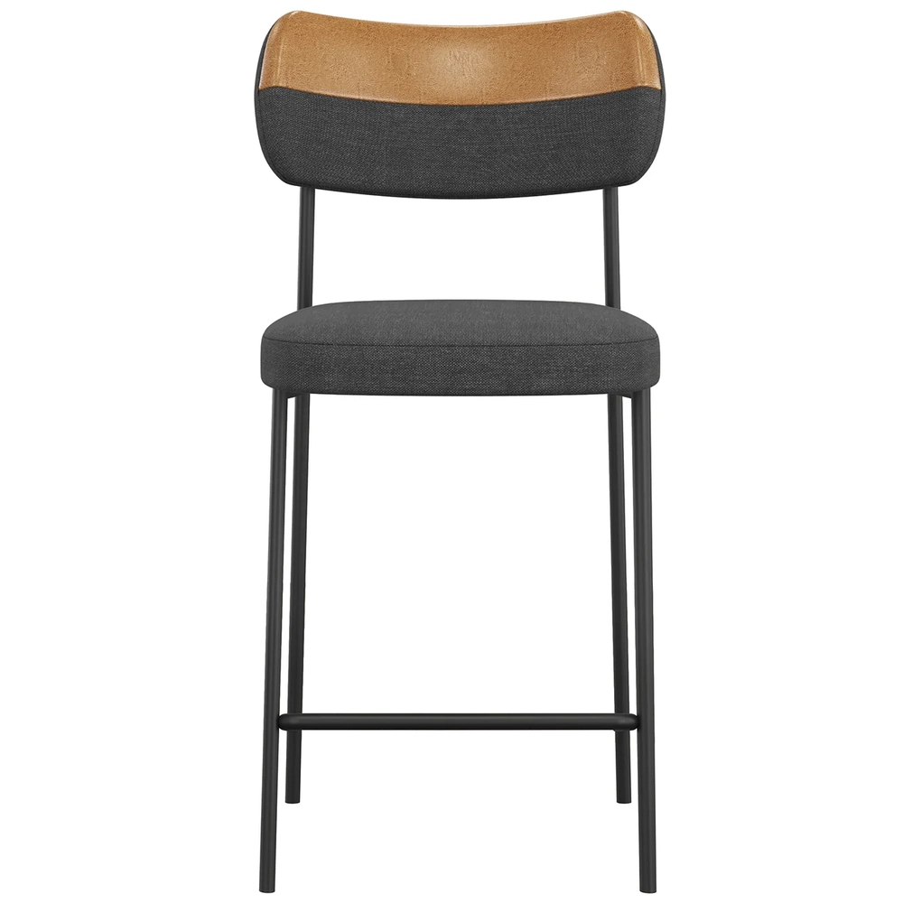 Banqueta Cozinha Média Kit 2 Milli Linho Grafite/Caramelo A14 - Mpozenato