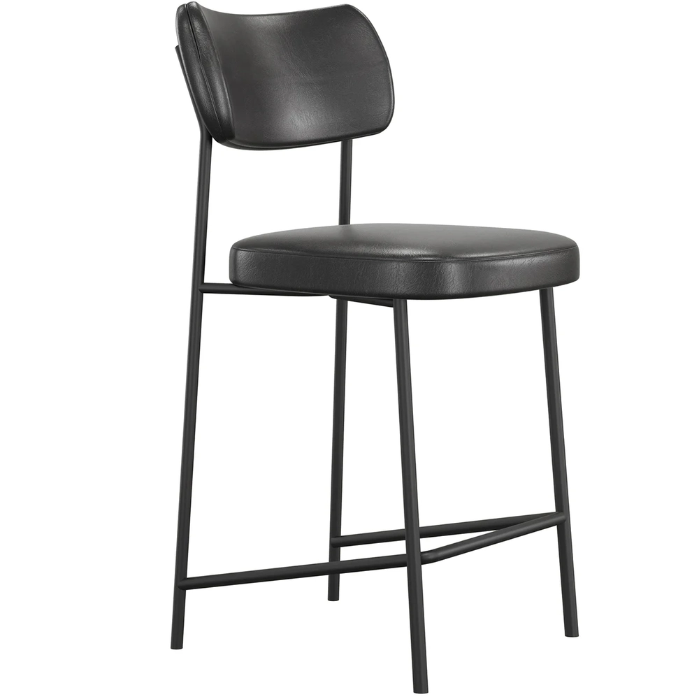 Banqueta Cozinha Média Kit 8 Milli Sintético Preto A14      - Mpozenato