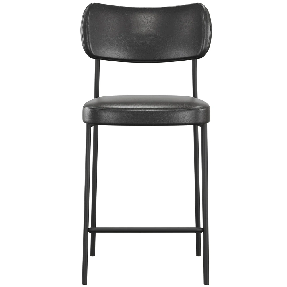 Banqueta Cozinha Média Kit 8 Milli Sintético Preto A14      - Mpozenato