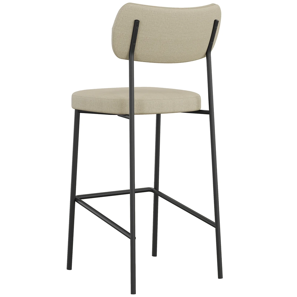 Banqueta Alta Bar Estofada Kit 8 Milli Linho Areia A14      - Mpozenato