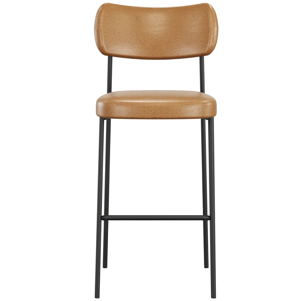 Banqueta Alta Bar Estofada Kit 8 Milli Sintético Caramelo A14 - Mpozenato