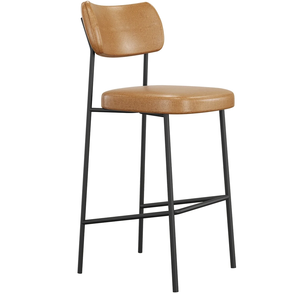 Banqueta Alta Bar Estofada Kit 8 Milli Sintético Caramelo A14 - Mpozenato