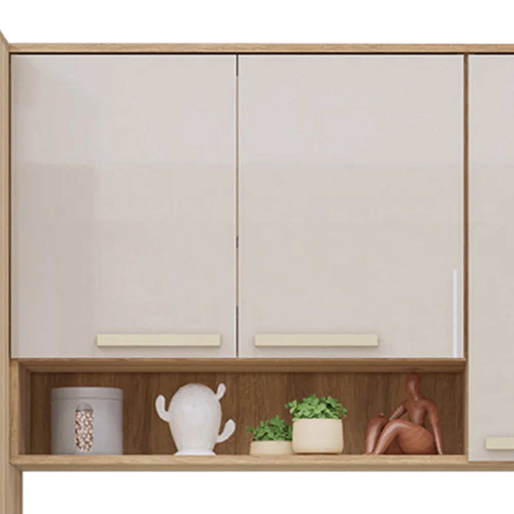 Armário Cozinha 4 Peças CP01 Com Tampo Nádia Mocca/Avelã L01 - Mpozenato