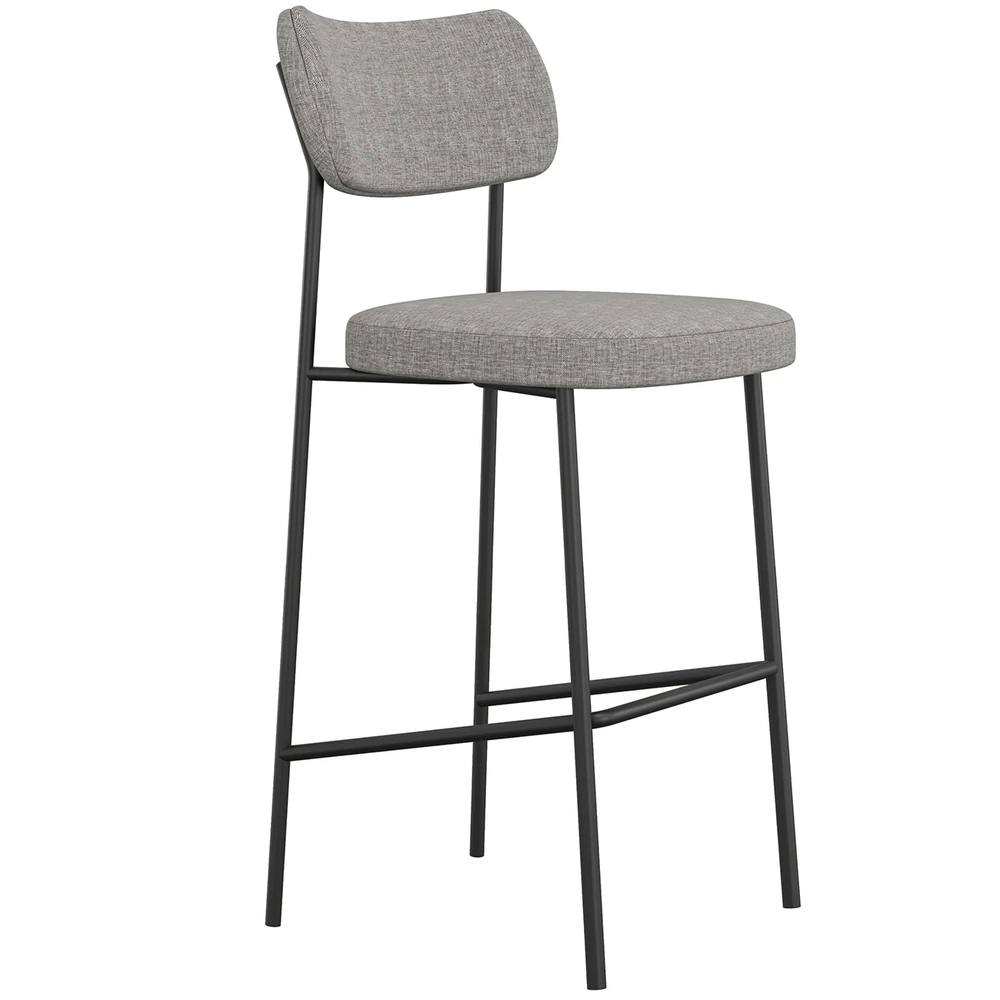 Banqueta Alta Bar Estofada Kit 6 Milli Linho Cinza A14      - Mpozenato