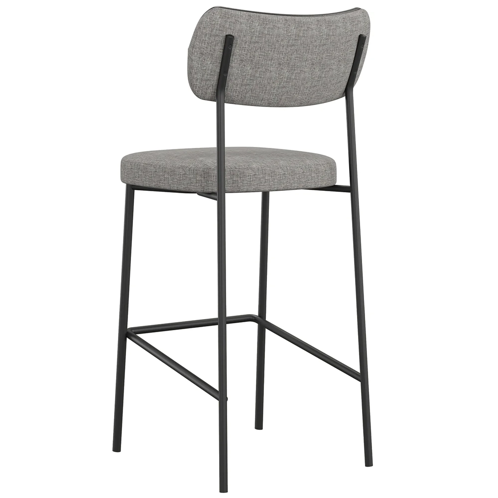 Banqueta Alta Bar Estofada Kit 8 Milli Linho Cinza/Preto A14 - Mpozenato