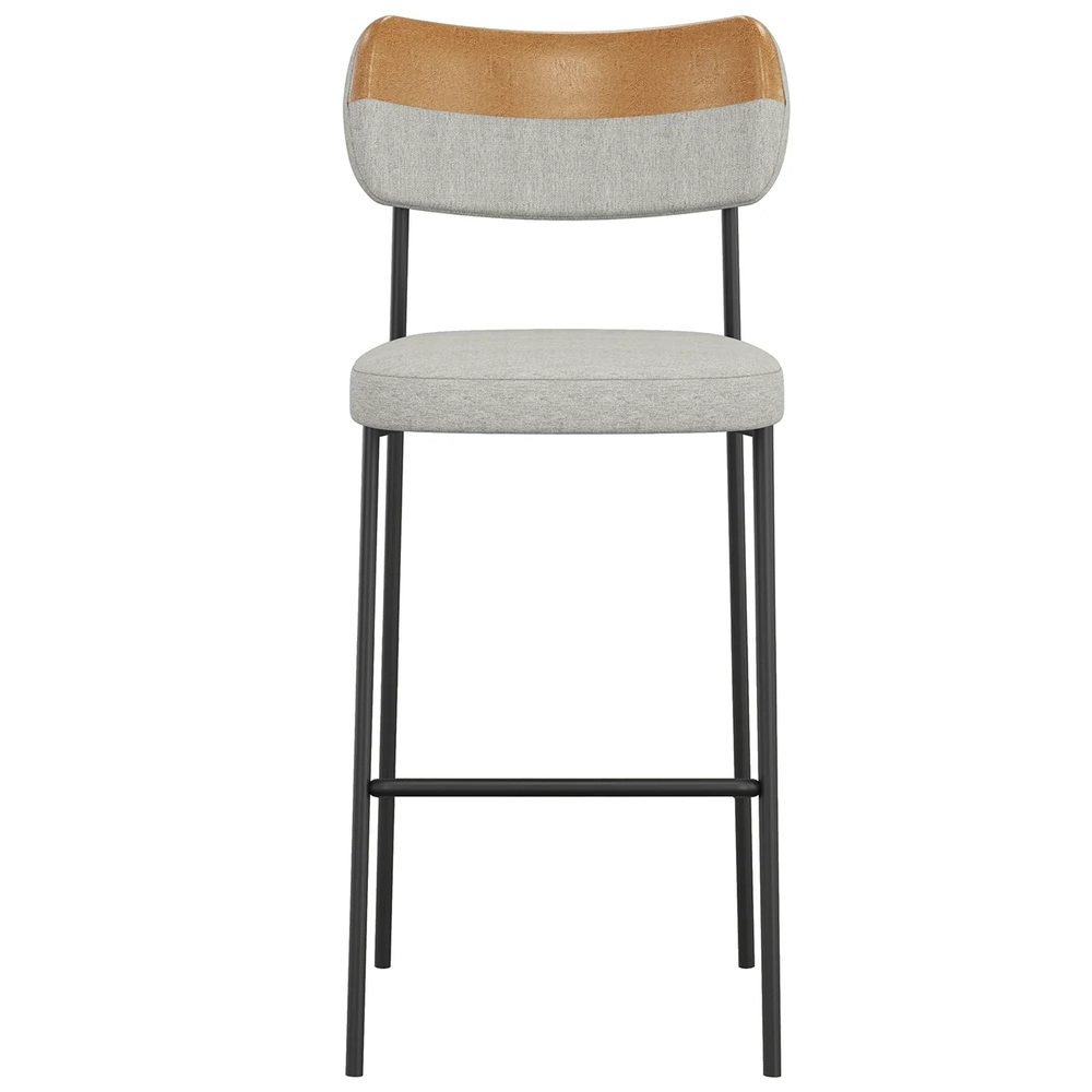 Banqueta Alta Bar Estofada Kit 4 Milli Linho Caramelo/Cinza A14 - Mpozenato