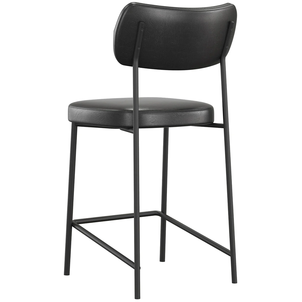 Banqueta Cozinha Média Kit 2 Milli Sintético Preto A14      - Mpozenato