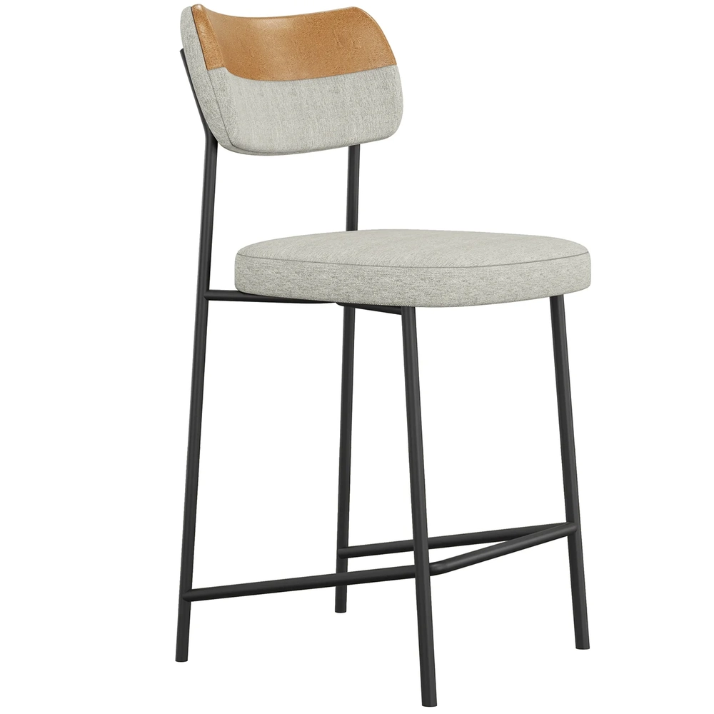 Banqueta Cozinha Média Kit 2 Milli Linho Caramelo/Cinza A14 - Mpozenato