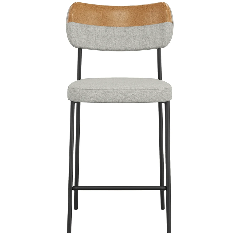 Banqueta Cozinha Média Kit 6 Milli Linho Caramelo/Cinza A14 - Mpozenato