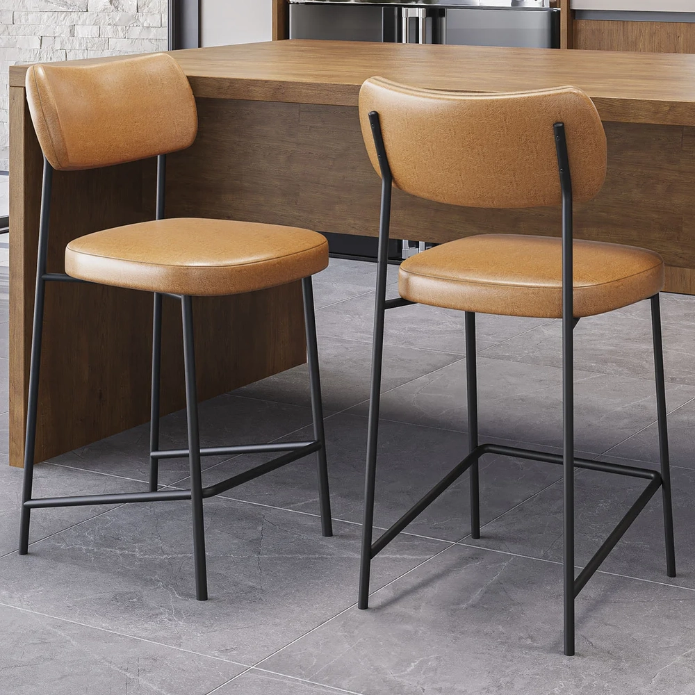 Banqueta Cozinha Média Kit 6 Milli Sintético Caramelo A14   - Mpozenato