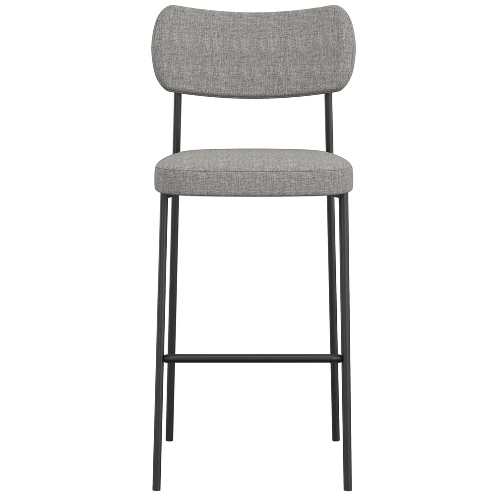 Banqueta Alta Bar Estofada Milli Linho Cinza A14            - Mpozenato