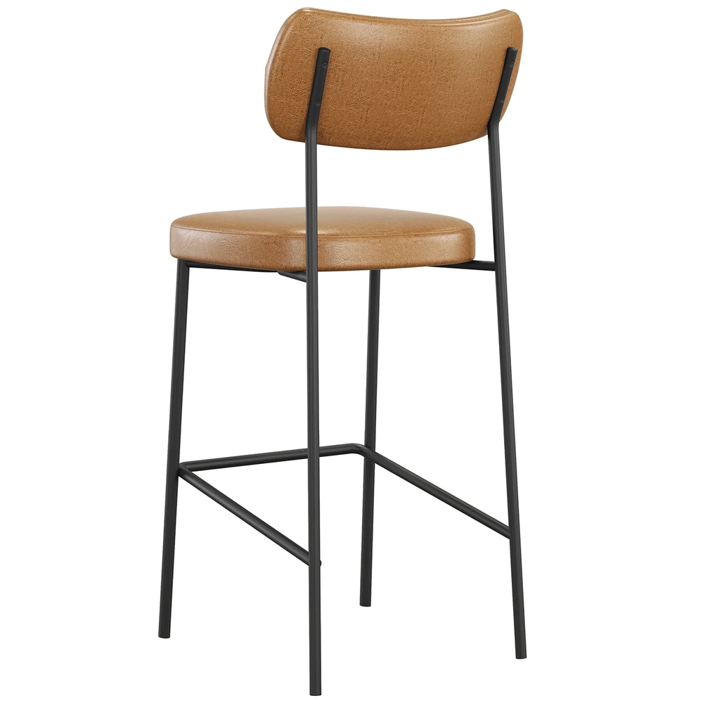 Banqueta Alta Bar Estofada Kit 2 Milli Sintético Caramelo A14 - Mpozenato