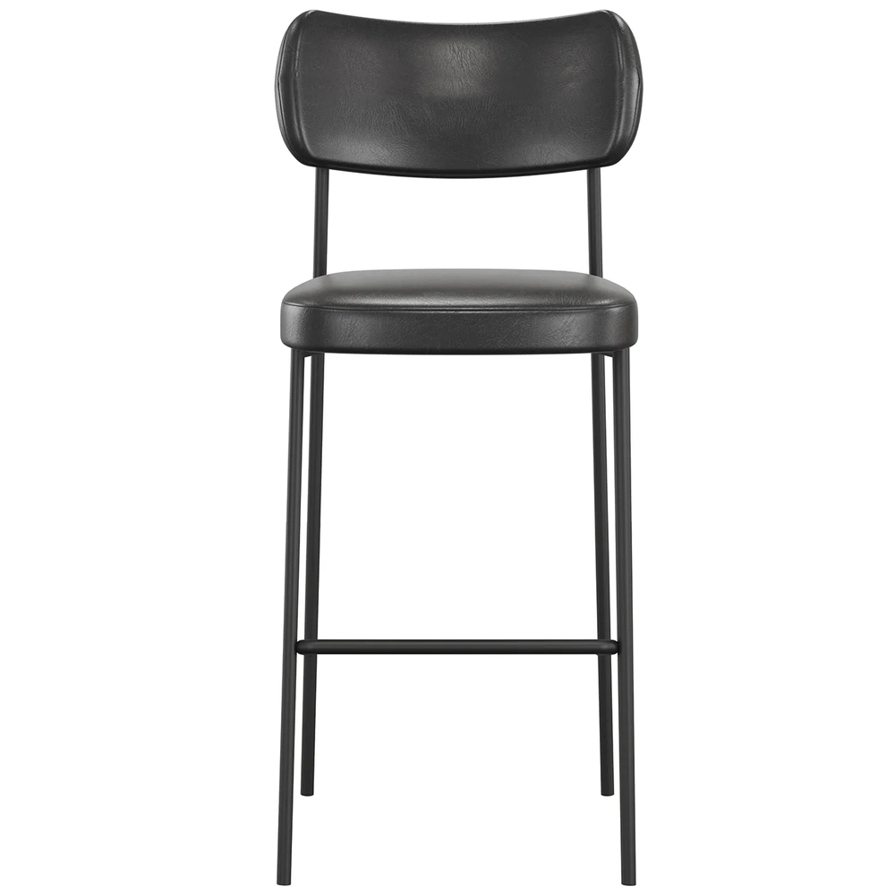 Banqueta Alta Bar Estofada Kit 2 Milli Sintético Preto A14   - Mpozenato