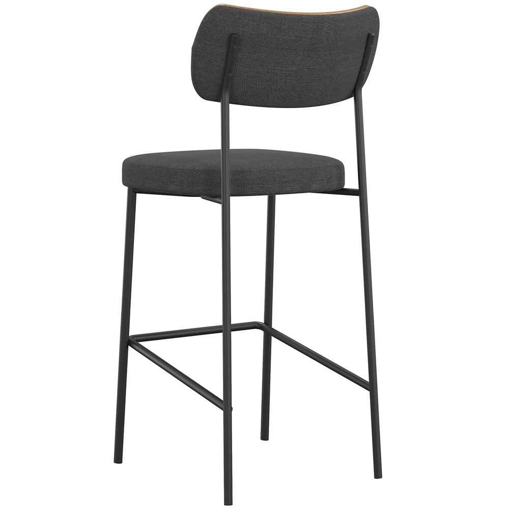 Banqueta Alta Bar Estofada Kit 4 Milli Linho Grafite/Caramelo A14 - Mpozenato