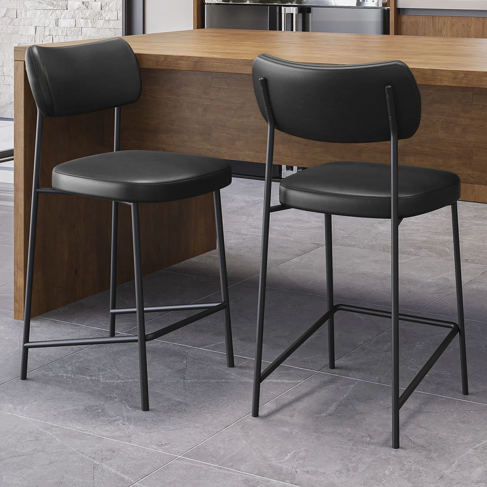 Banqueta Cozinha Média Kit 6 Milli Sintético Preto A14      - Mpozenato