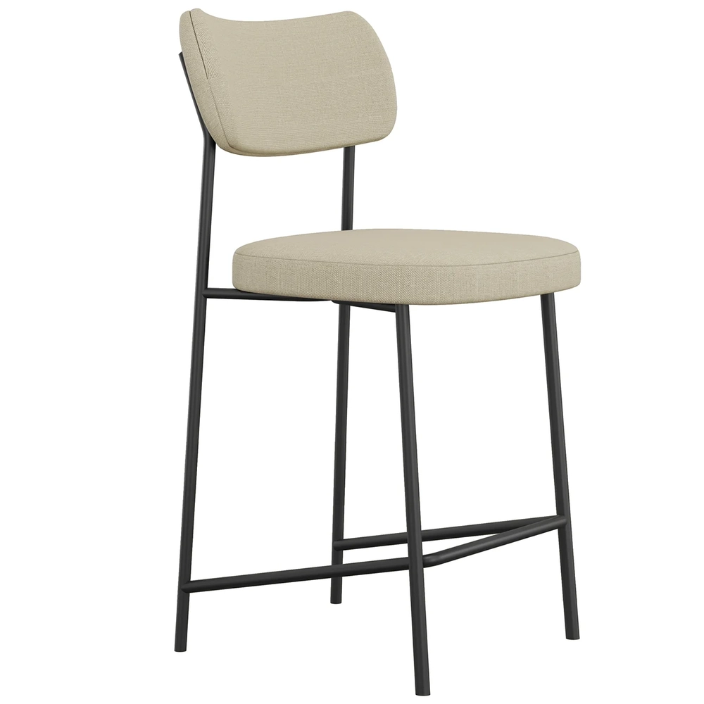 Banqueta Cozinha Média Kit 2 Milli Linho Areia A14          - Mpozenato