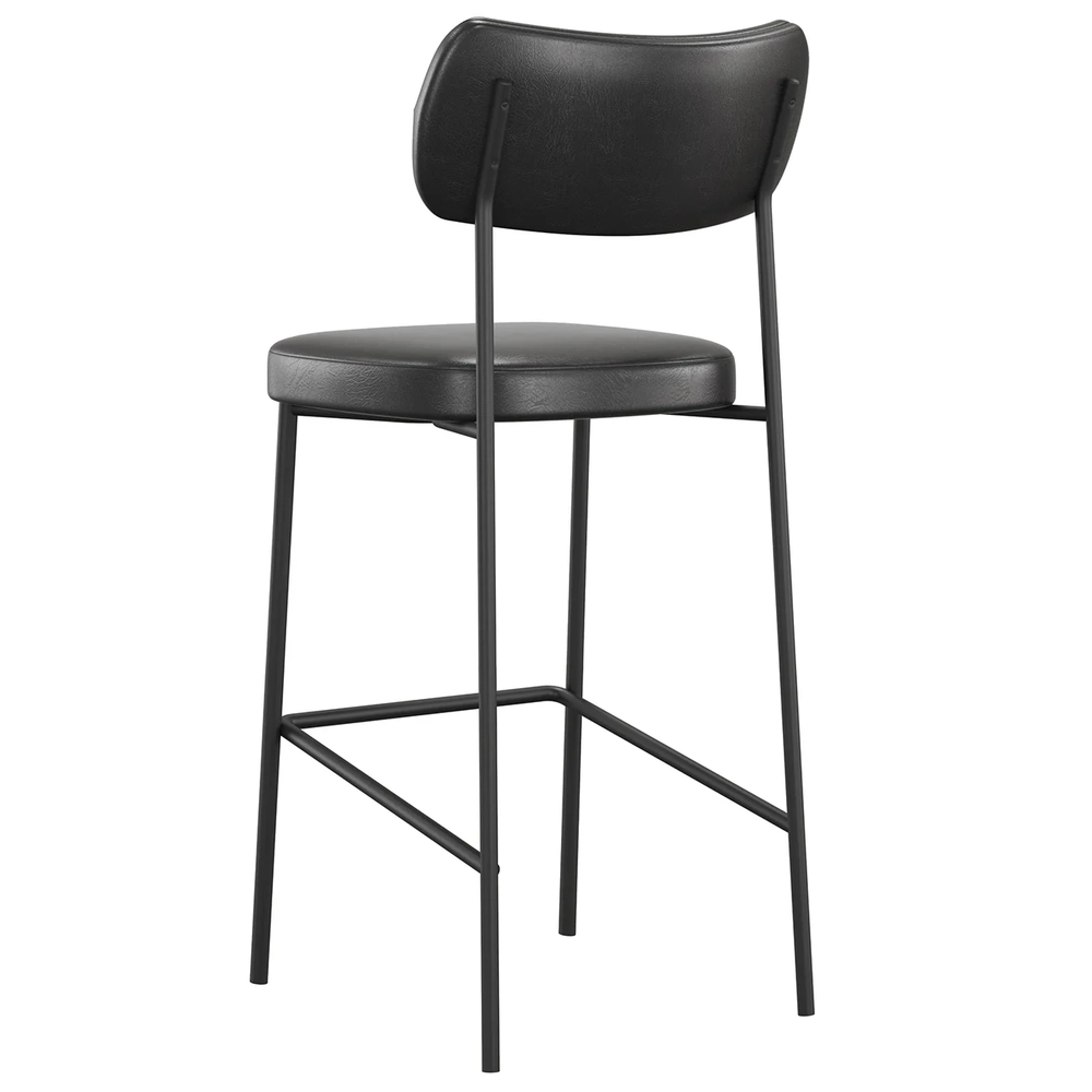 Banqueta Alta Bar Estofada Kit 6 Milli Sintético Preto A14  - Mpozenato