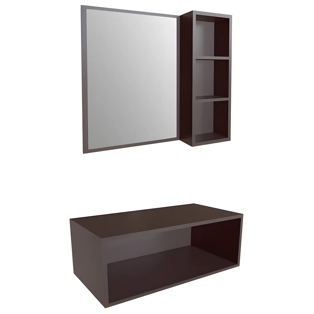 Gabinete Banheiro Para Cuba com Espelho Ingrid Grafite F10  - Mpozenato