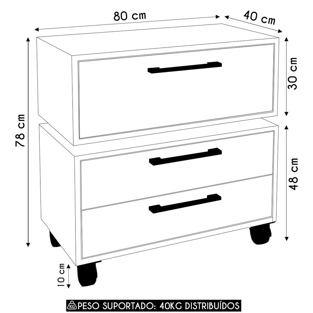 Gabinete Banheiro Suspenso e Gaveteiro Ingrid Grafite F10   - Mpozenato