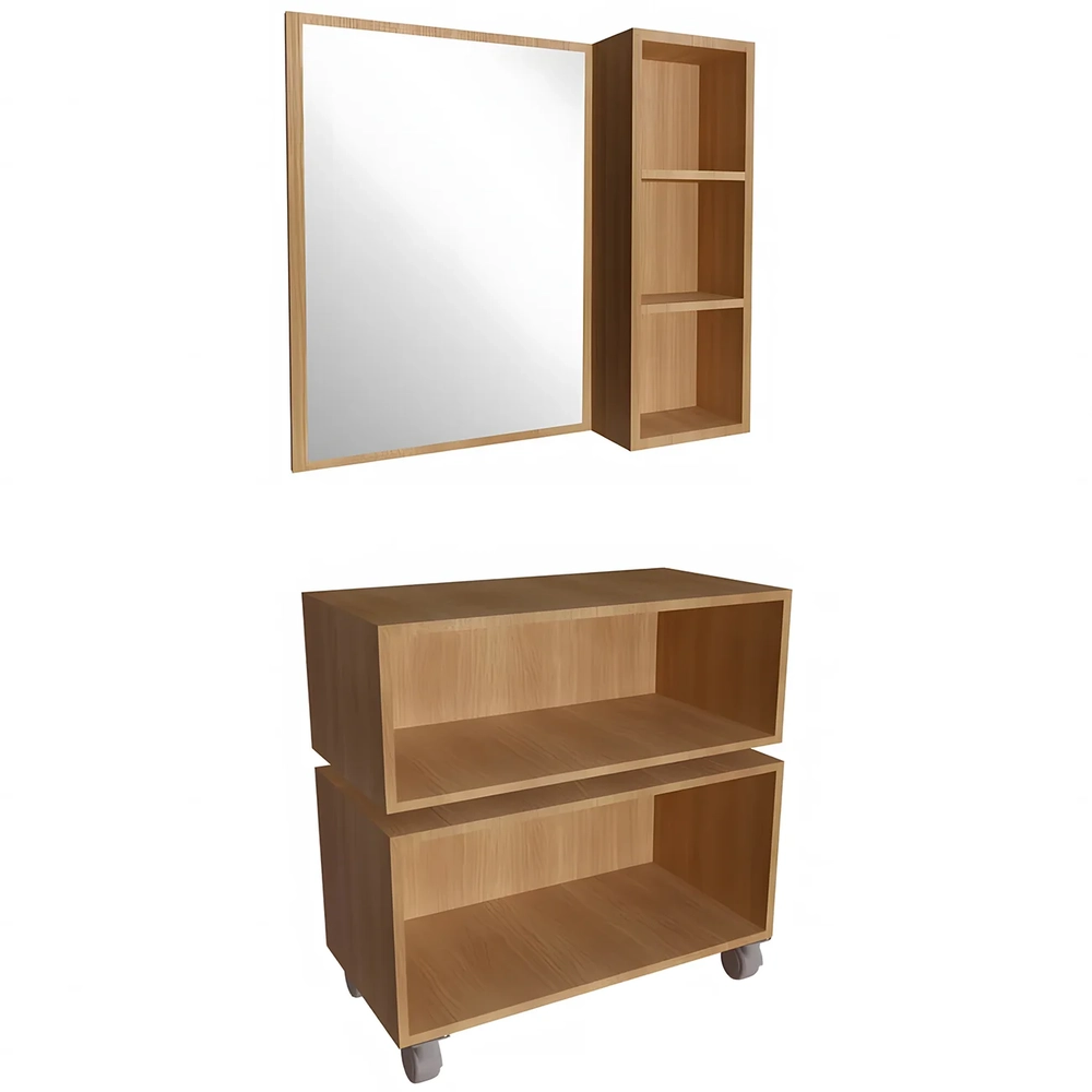 Gabinete Banheiro Gaveteiro e Espelheira Ingrid Mel/Grafite F10 - Mpozenato