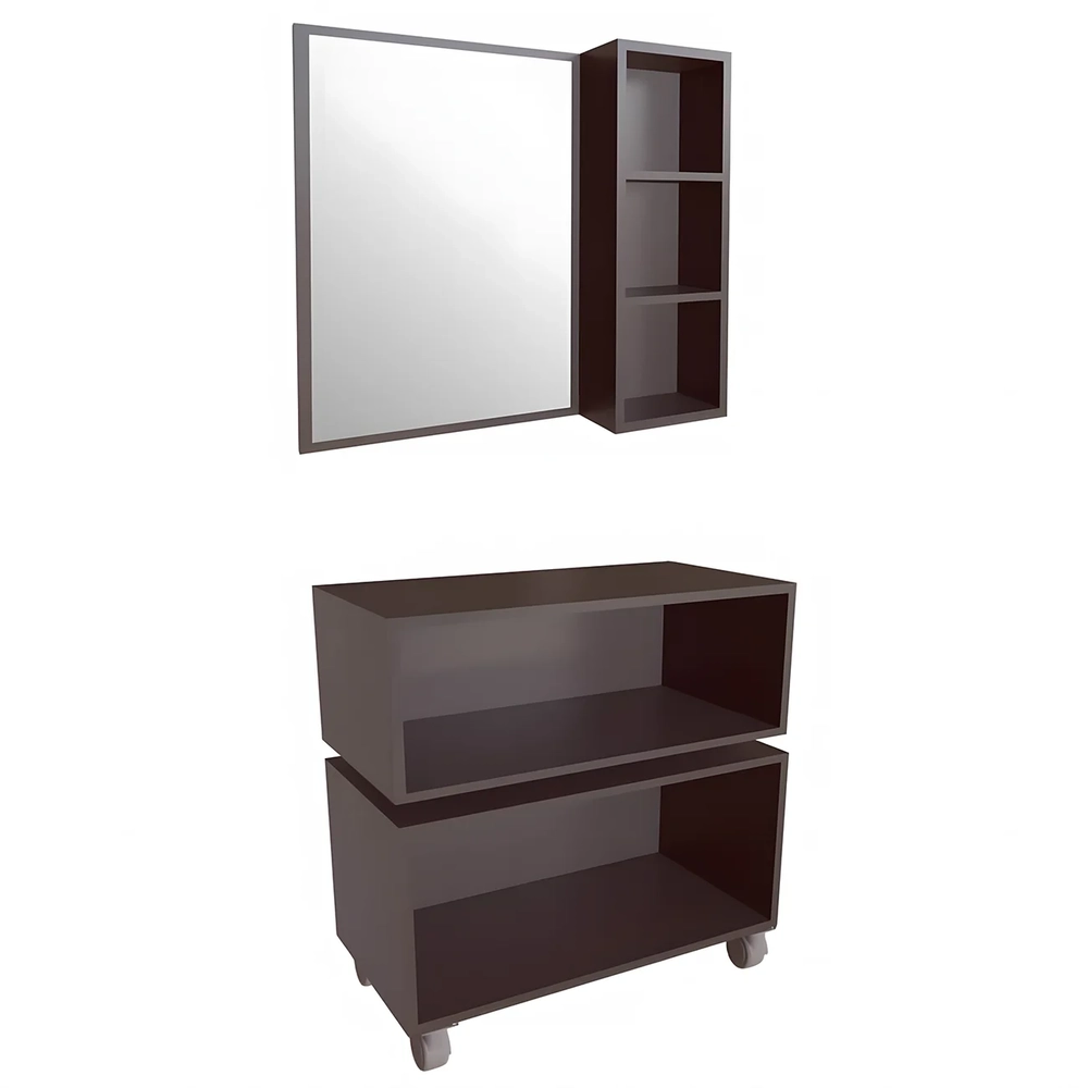 Gabinete Banheiro Gaveteiro e Espelheira Ingrid Grafite F10 - Mpozenato