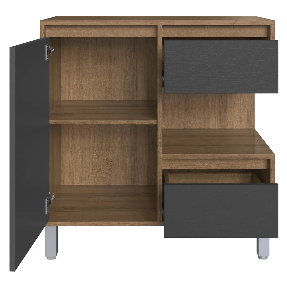 Gabinete de Banheiro 80cm Para Cuba 1 Porta Clari Mel/Grafite F10 - Mpozenato