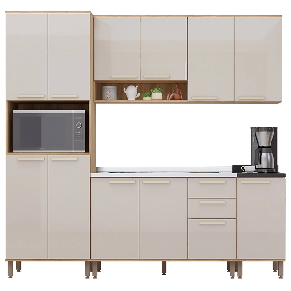 Armário Cozinha 5 Peças CP02 Com Pia Nádia Mocca/Avelã L01 - Mpozenato