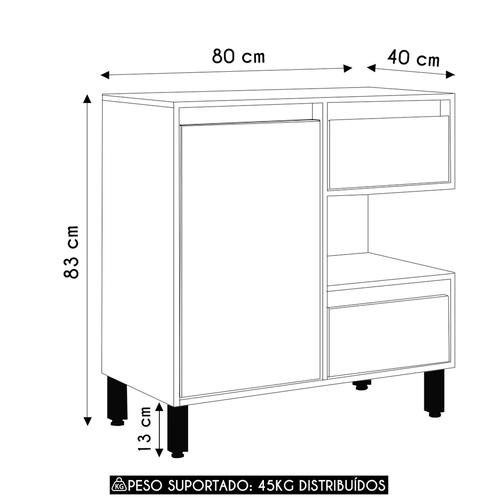 Gabinete de Banheiro 80cm Para Cuba 1 Porta Clari Mel/Arenas F10 - Mpozenato