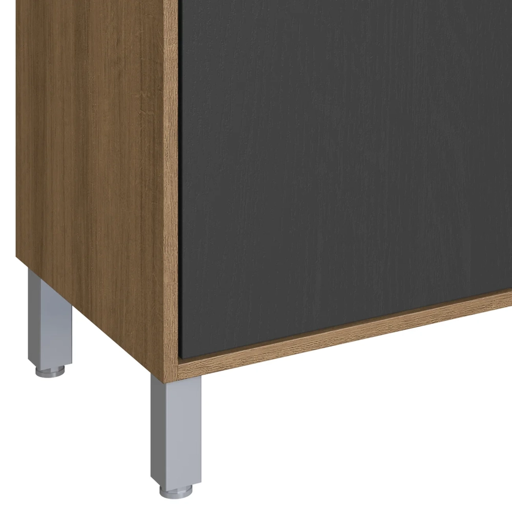 Gabinete Banheiro 80cm e Espelheira 70cm Clari Mel/Grafite F10 - Mpozenato