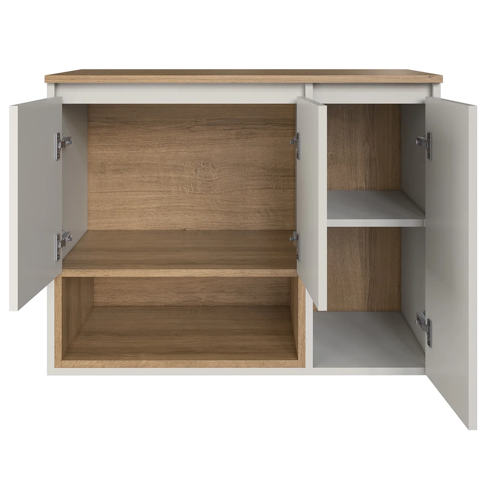 Gabinete de Banheiro 80cm Para Cuba 3 Portas Taos Mel/Arenas F10 - Mpozenato