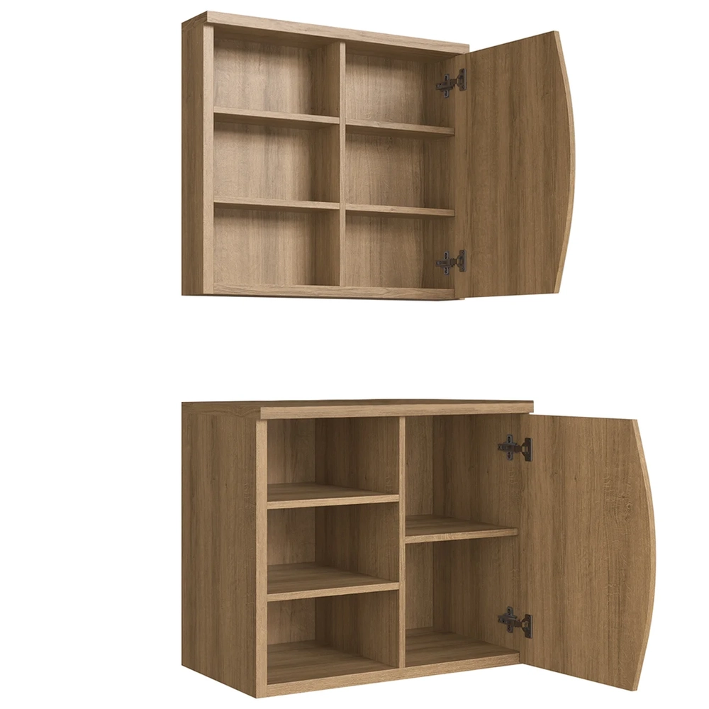 Gabinete de Banheiro 70cm Para Cuba e Espelheira Luanda Mel F10 - Mpozenato