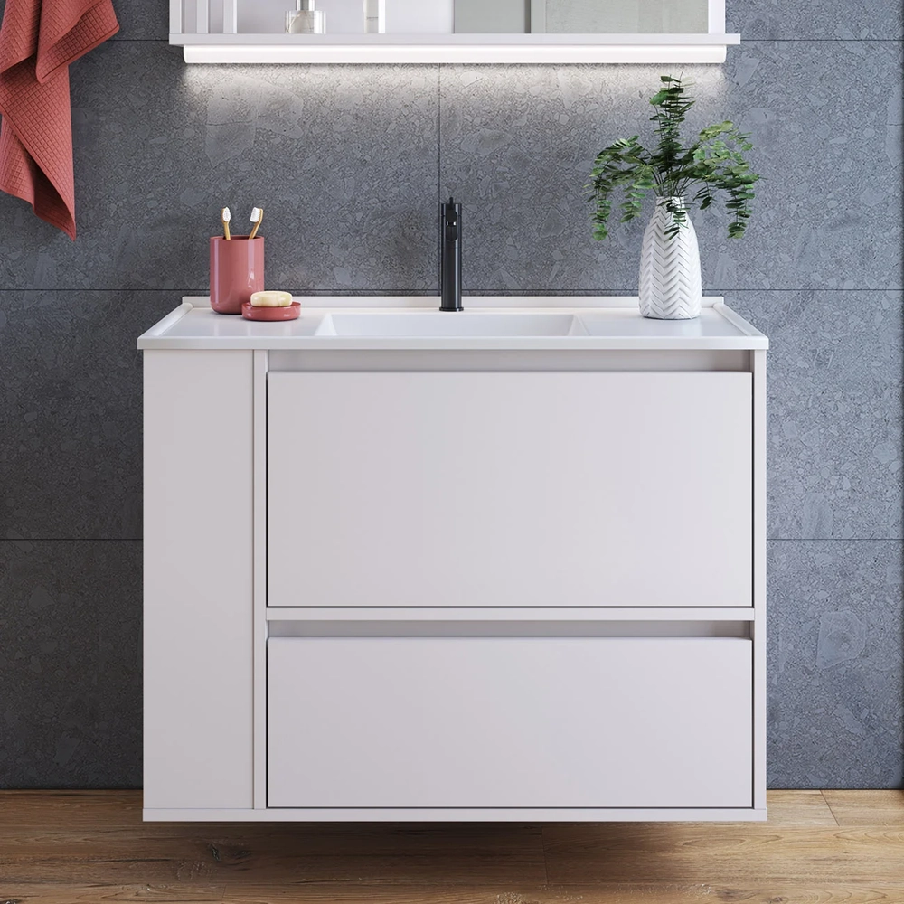 Gabinete de Banheiro 80cm com Lavatório 1 Porta Zeus Branco F10  - Mpozenato