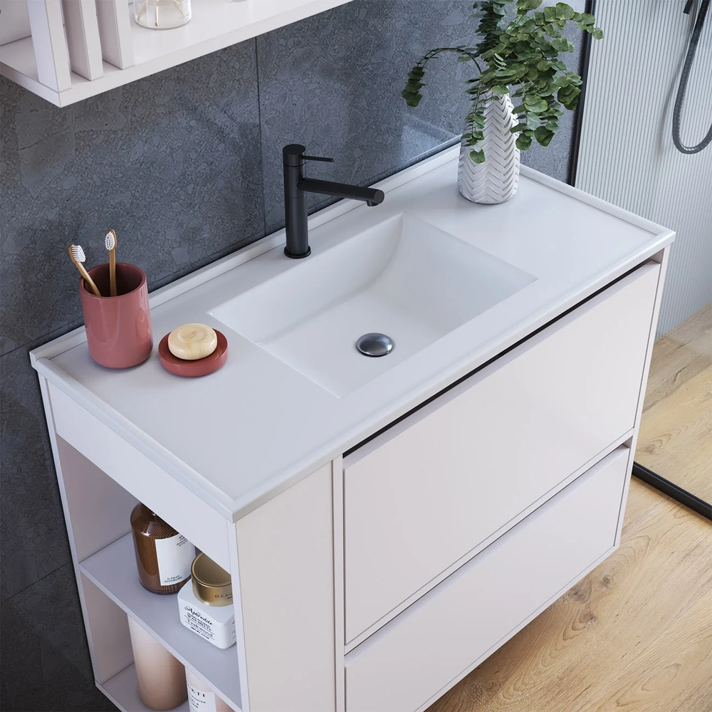 Gabinete de Banheiro 80cm com Lavatório 1 Porta Zeus Branco F10  - Mpozenato