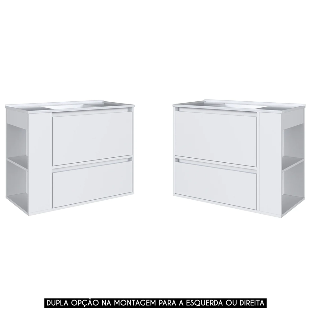 Gabinete de Banheiro 80cm com Lavatório 1 Porta Zeus Branco F10  - Mpozenato
