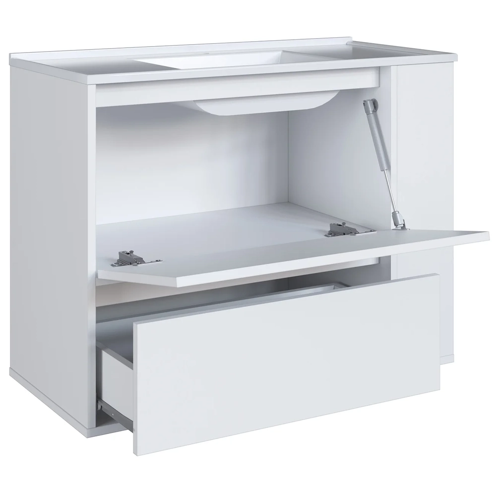 Gabinete de Banheiro 80cm com Lavatório 1 Porta Zeus Branco F10  - Mpozenato