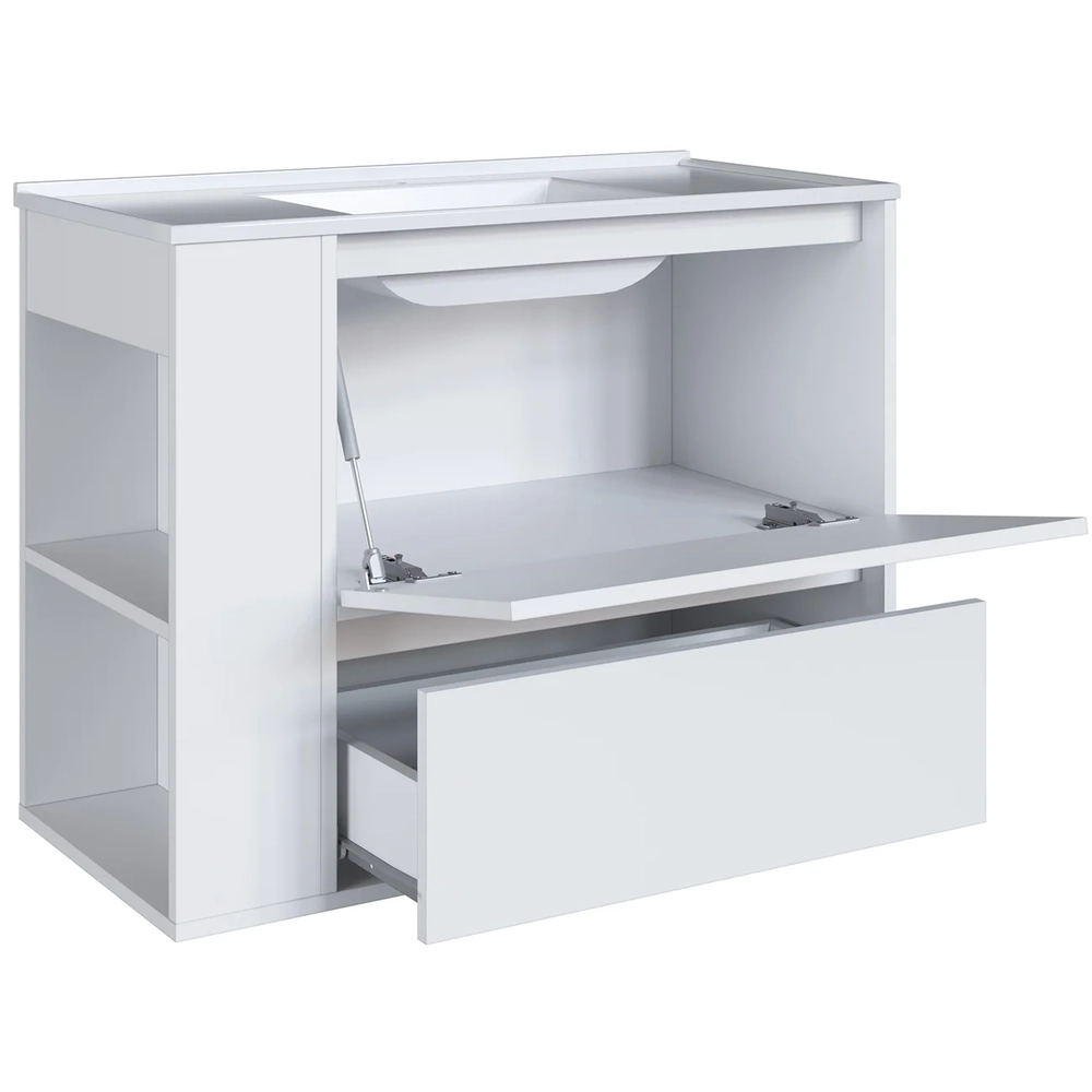 Gabinete Banheiro com Lavatório e Espelheira Zeus Branco F10 - Mpozenato