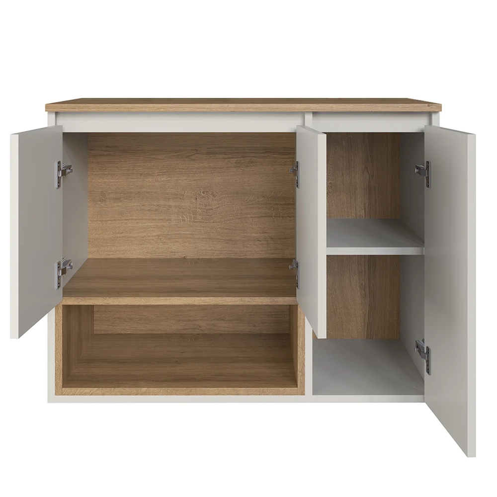 Gabinete Banheiro 80cm Para Cuba 3 Portas Eros Mel/Arenas F10 - Mpozenato