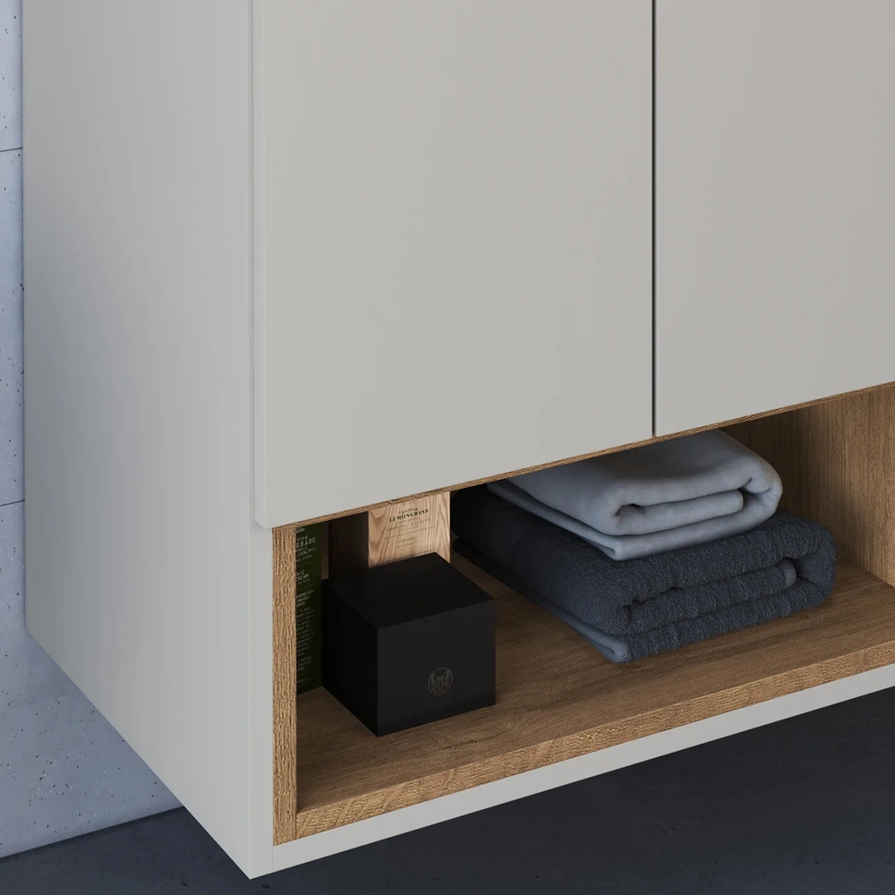 Gabinete Banheiro 80cm Para Cuba 3 Portas Eros Mel/Arenas F10 - Mpozenato