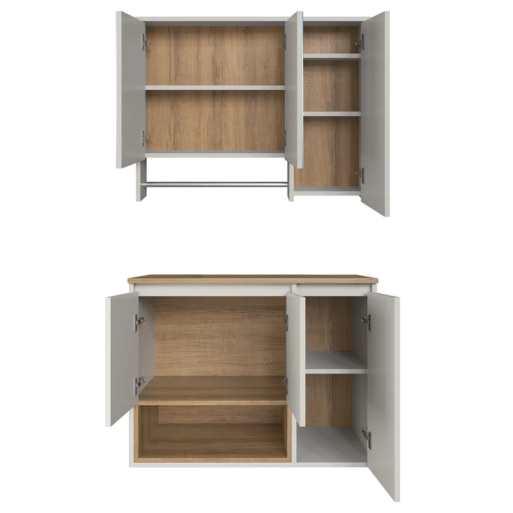 Gabinete Banheiro Para Cuba e Espelheira Eros Mel/Arenas F10 - Mpozenato