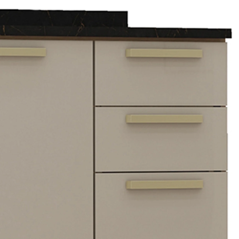 Armário Cozinha 4 Peças CP03 Com Tampo Nádia Mocca/Avelã L01 - Mpozenato