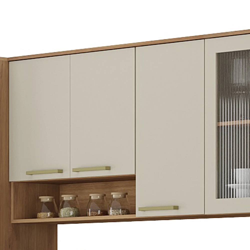 Armário Cozinha 6 Peças CP04 Com Tampo Nádia Mocca/Avelã L01 - Mpozenato