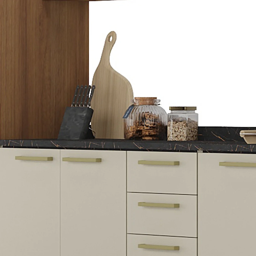 Armário Cozinha 6 Peças CP04 Com Tampo Nádia Mocca/Avelã L01 - Mpozenato