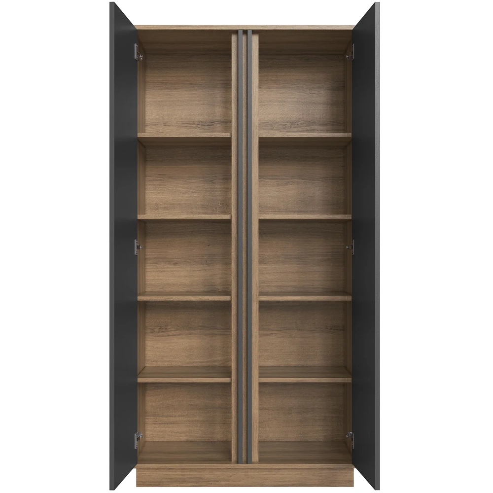 Armário Alto Para Escritório 80cm 2 Portas Rael Mel/Grafite F10 - Mpozenato