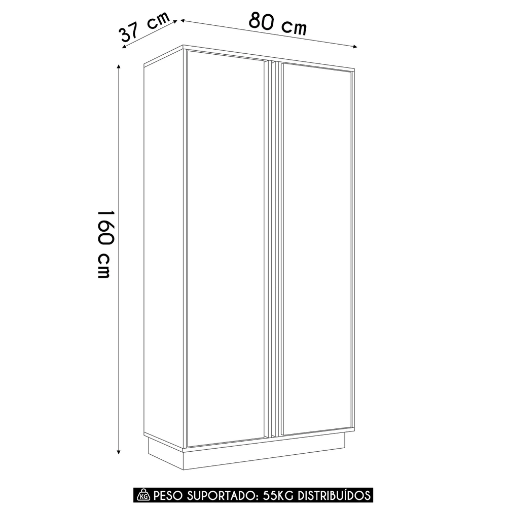 Armário Alto Para Escritório 80cm 2 Portas Rael Mel/Grafite F10 - Mpozenato